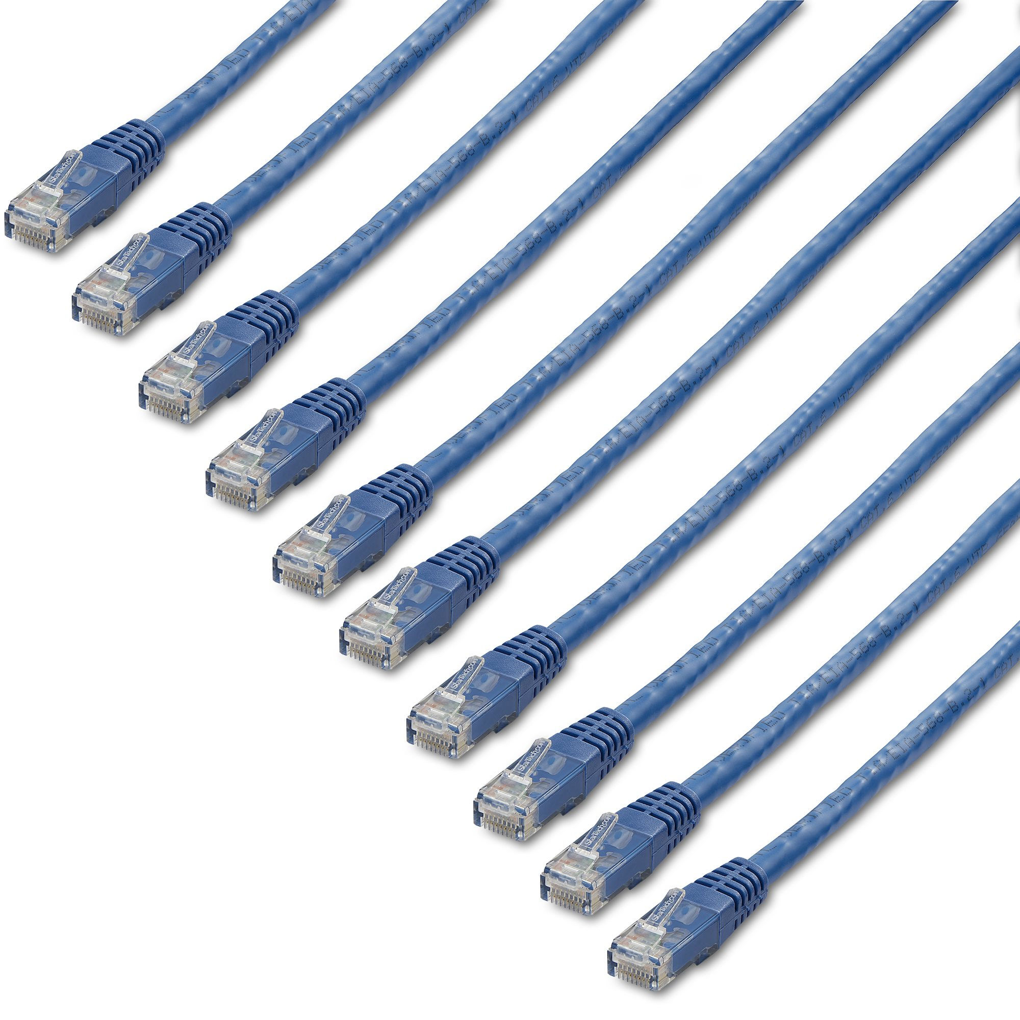 StarTech.com 1 ft. CAT6 Ethernet cable - 10 Pack - ETL Verified - Blue CAT6 Patch Cord - Molded RJ45 Connectors - 24 AWG Copper Wire – UTP Cable