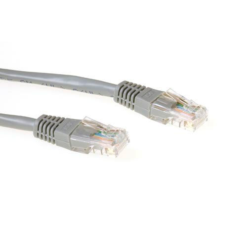 ACT Grey 5 meter U/UTP CAT6 patch cable with RJ45 connectors