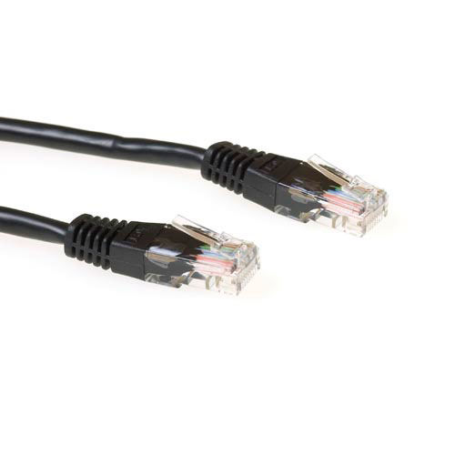 ACT Black 0.5 meter U/UTP CAT5E patch cable with RJ45 connectors