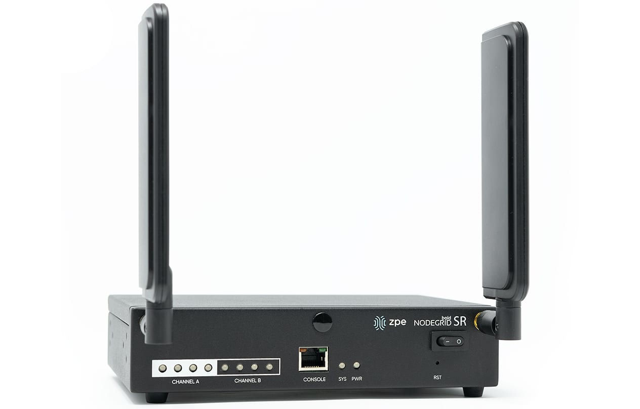ZPE Nodegrid Bold SR , 8x RJ45 Serial rolled, 5x GbE, 2-core Intel 64bit CPU, 4GB DDR4, 32GB SLC, 4G LTE (CAT12) Single AC Power supply and cord included