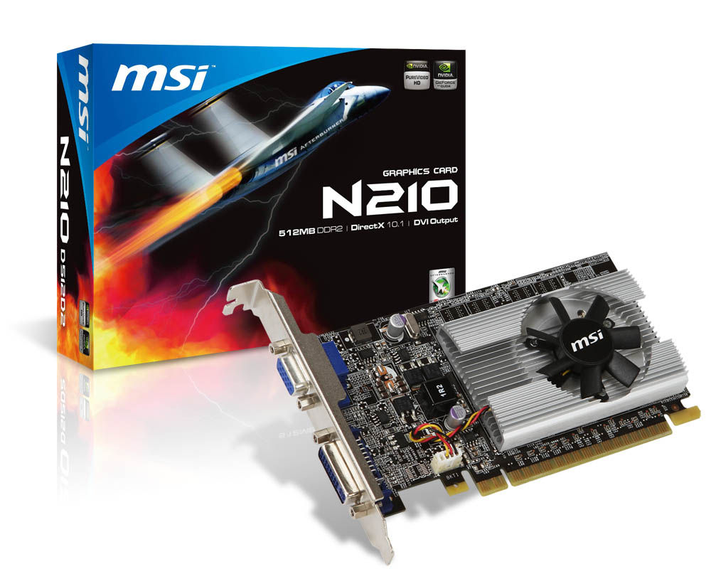 MSI N210-D512D2 graphics card NVIDIA GeForce 210 0.5 GB GDDR2