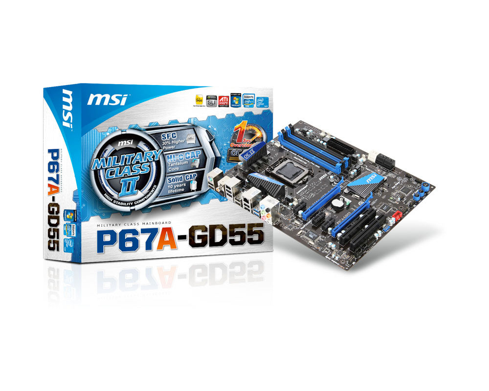 MSI P67A-GD55 (B3) motherboard Intel® P67 LGA 1155 (Socket H2) ATX