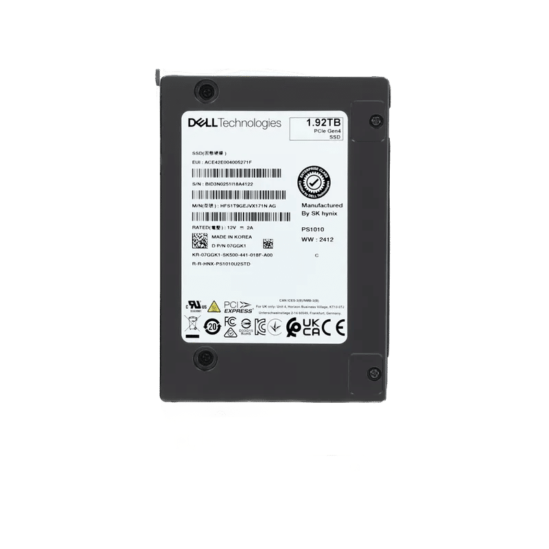 7GGK1 - Dell 1.92TB PCI Express NVMe TLC U.2 2.5" Solid State Drive