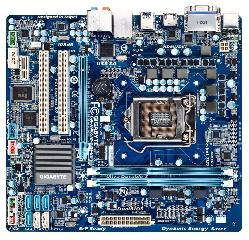 GIGABYTE GA-HA65M-D2H-B3 motherboard Intel® H61 LGA 1155 (Socket H2) micro ATX