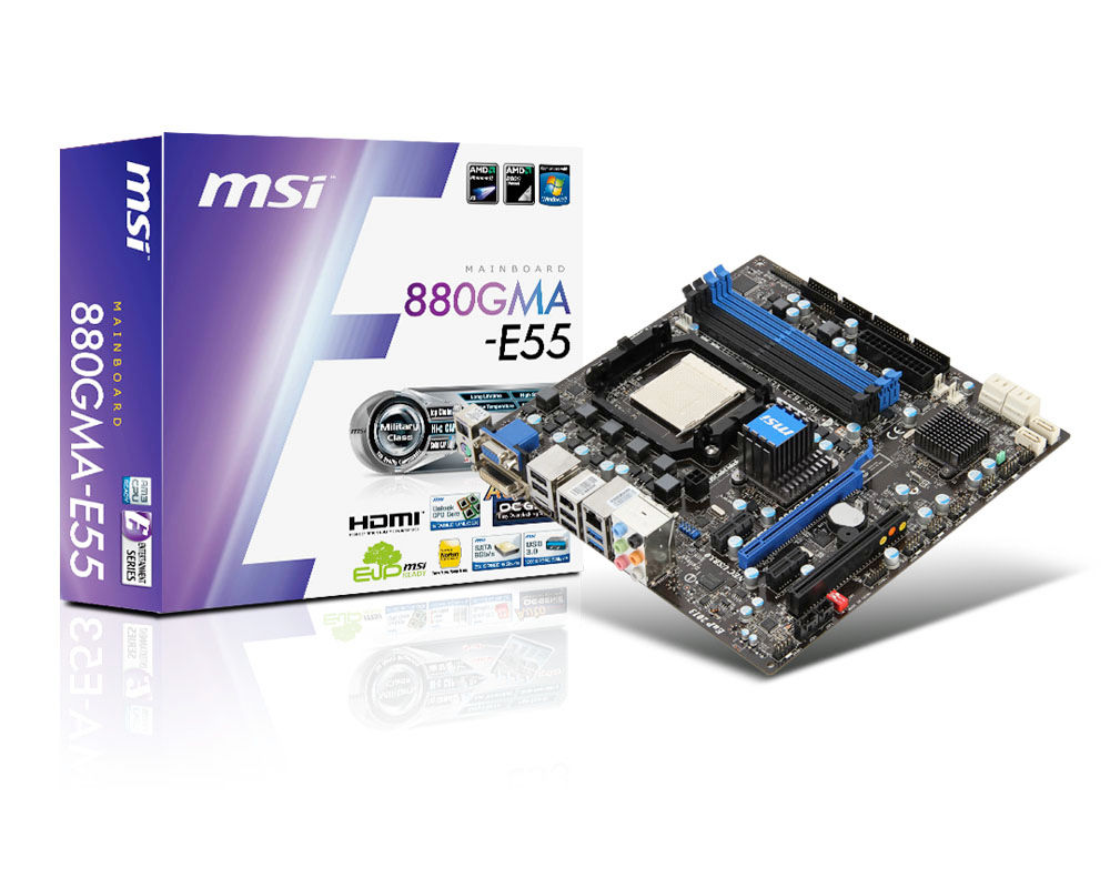 MSI 880GMA-E55 motherboard AMD 880G Socket AM3 micro ATX