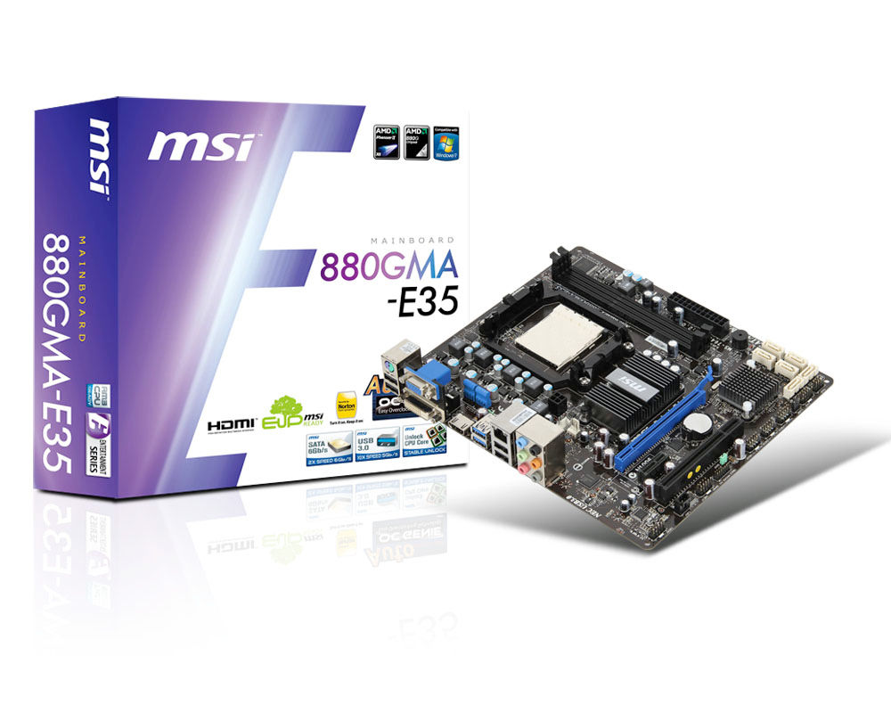 MSI 880GMA-E35 motherboard AMD 880G Socket AM3 micro ATX