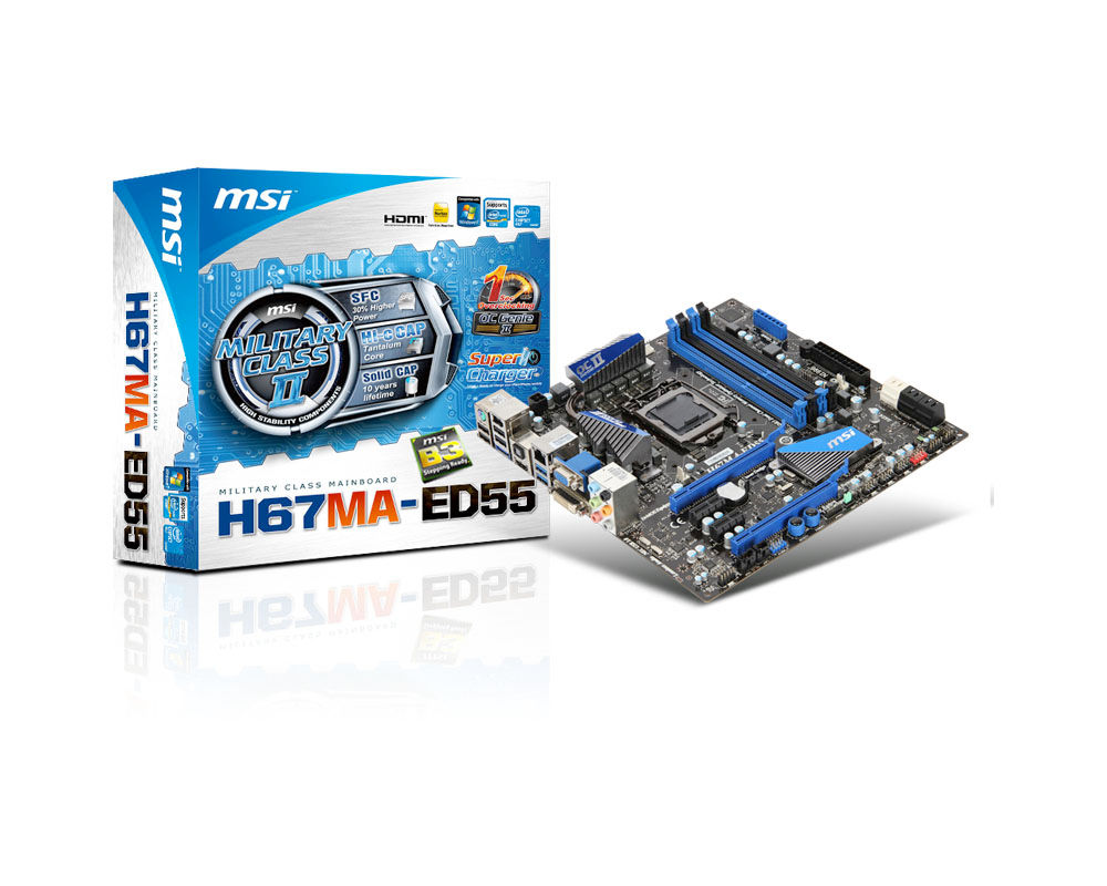 MSI H67MA-ED55 (B3) motherboard LGA 1155 (Socket H2) micro ATX