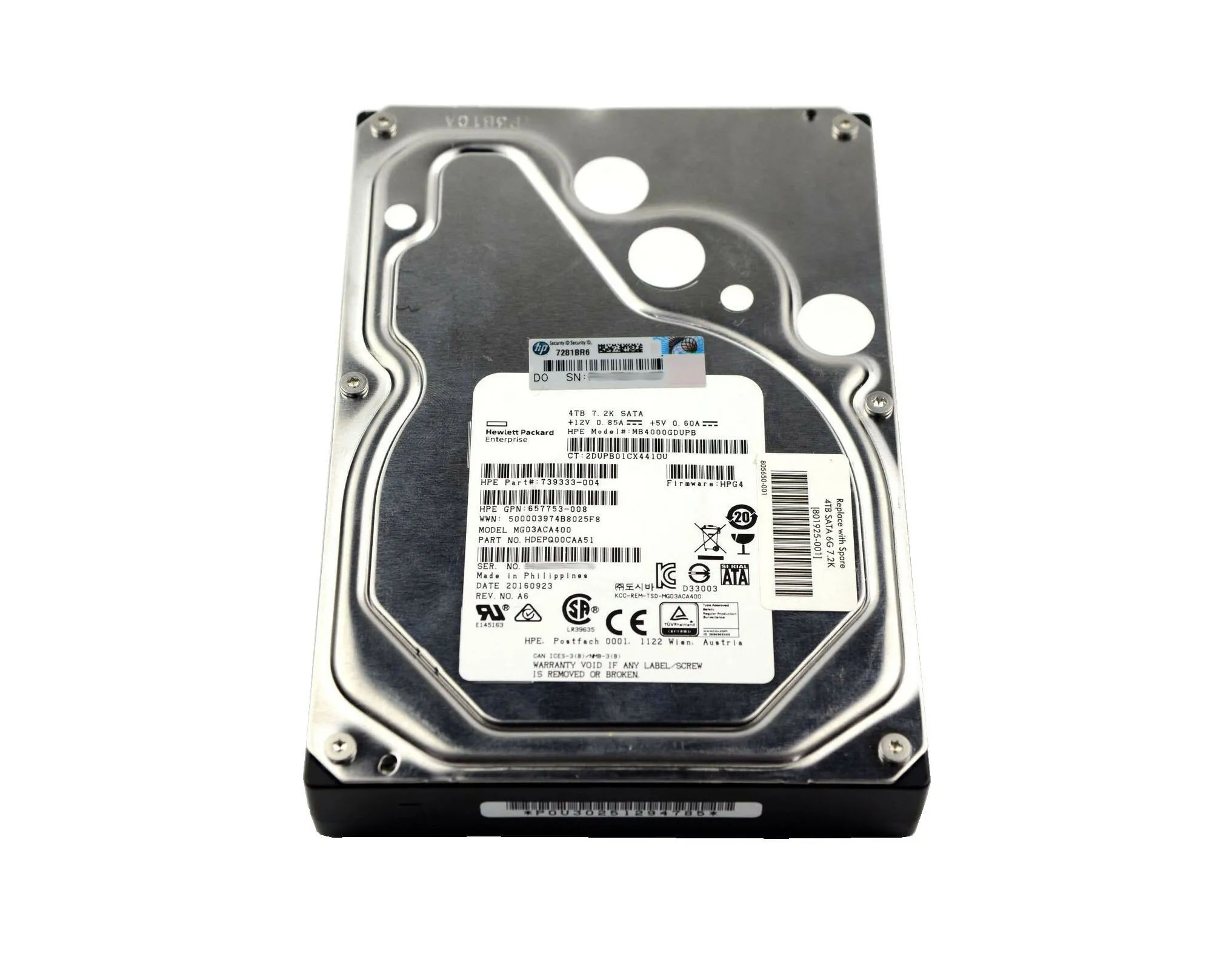 801925-001 - HP 4TB 7200RPM SATA 6Gb/s 3.5-in Hard Drive