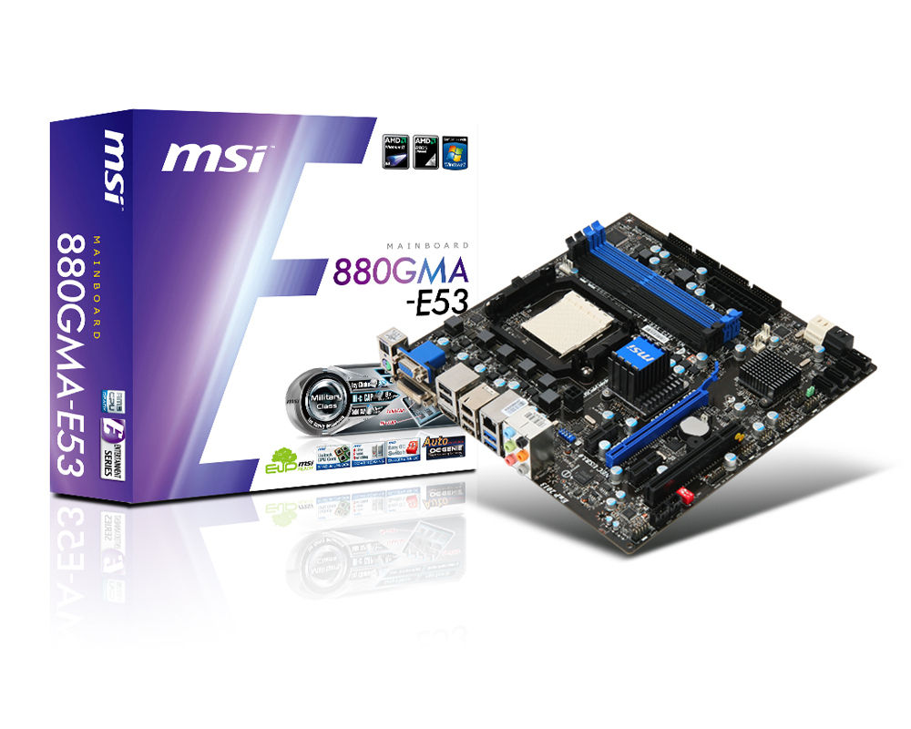 MSI 880GMA-E53 motherboard AMD 880G Socket AM3 micro ATX