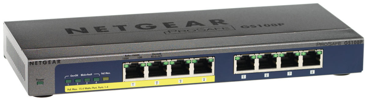 NETGEAR GS108P Managed Power over Ethernet (PoE)