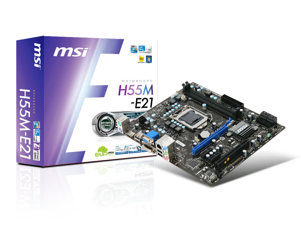 MSI H55M-E21 motherboard Intel® H55 LGA 1156 (Socket H) micro ATX