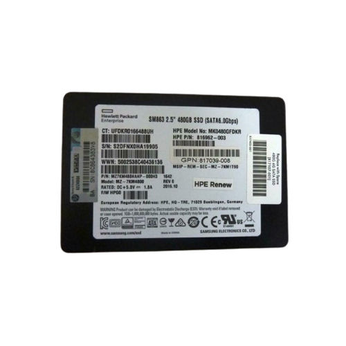 816962-003 - HPE 480GB 2.5 inch MLC 6Gb/s SATA Solid State Drive