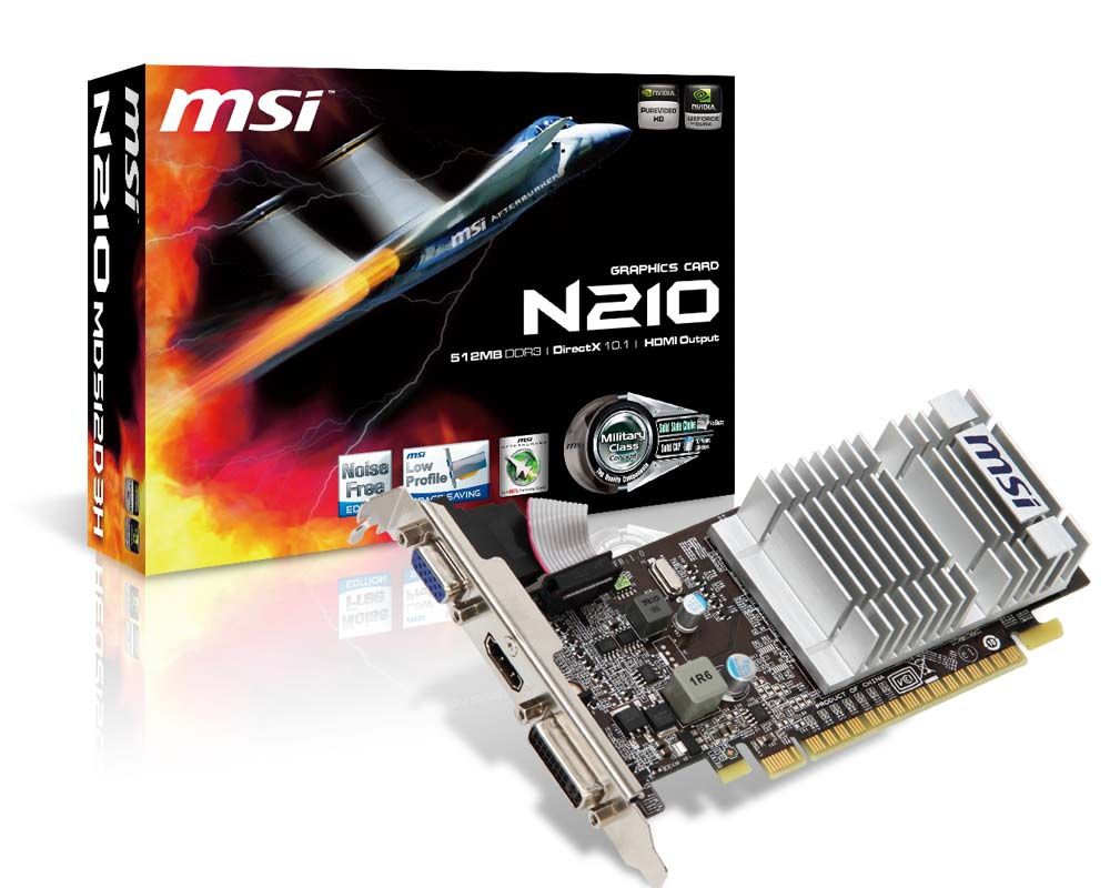 MSI N210-MD512D3H/LP graphics card NVIDIA GeForce 210 0.5 GB GDDR3