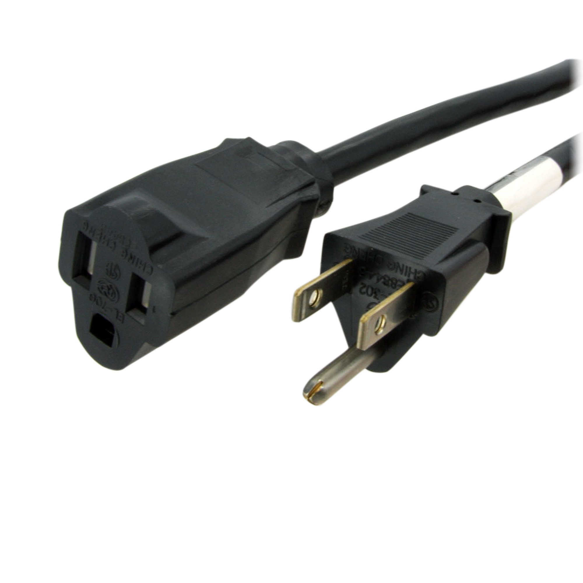 StarTech.com 25ft (7.6m) Power Extension Cord, NEMA 5-15R to NEMA 5-15P Black Extension Cord, 13A 125V, 16AWG, Outlet Extension Power Cable, NEMA 5-15R to NEMA 5-15P AC Computer Power Cord - UL Listed