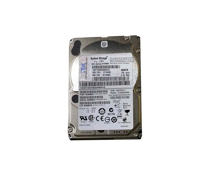 81Y9600 - IBM 600GB 10000RPM SAS 6Gb/s Hot Swap 2.5-in HDD