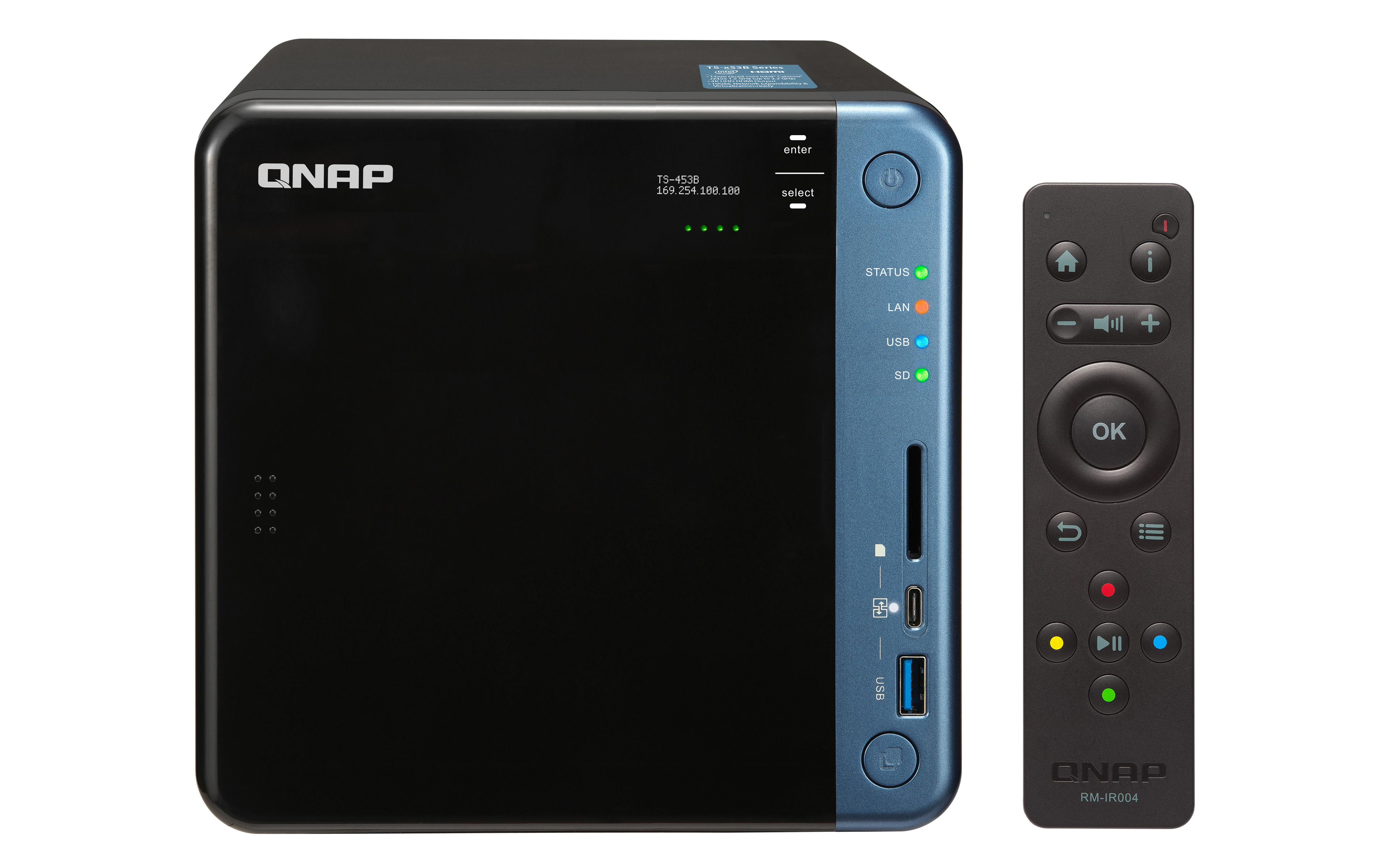 QNAP TS-453B NAS Tower Intel® Celeron® J3455 4 GB DDR3L 0 TB QNAP Turbo System Black