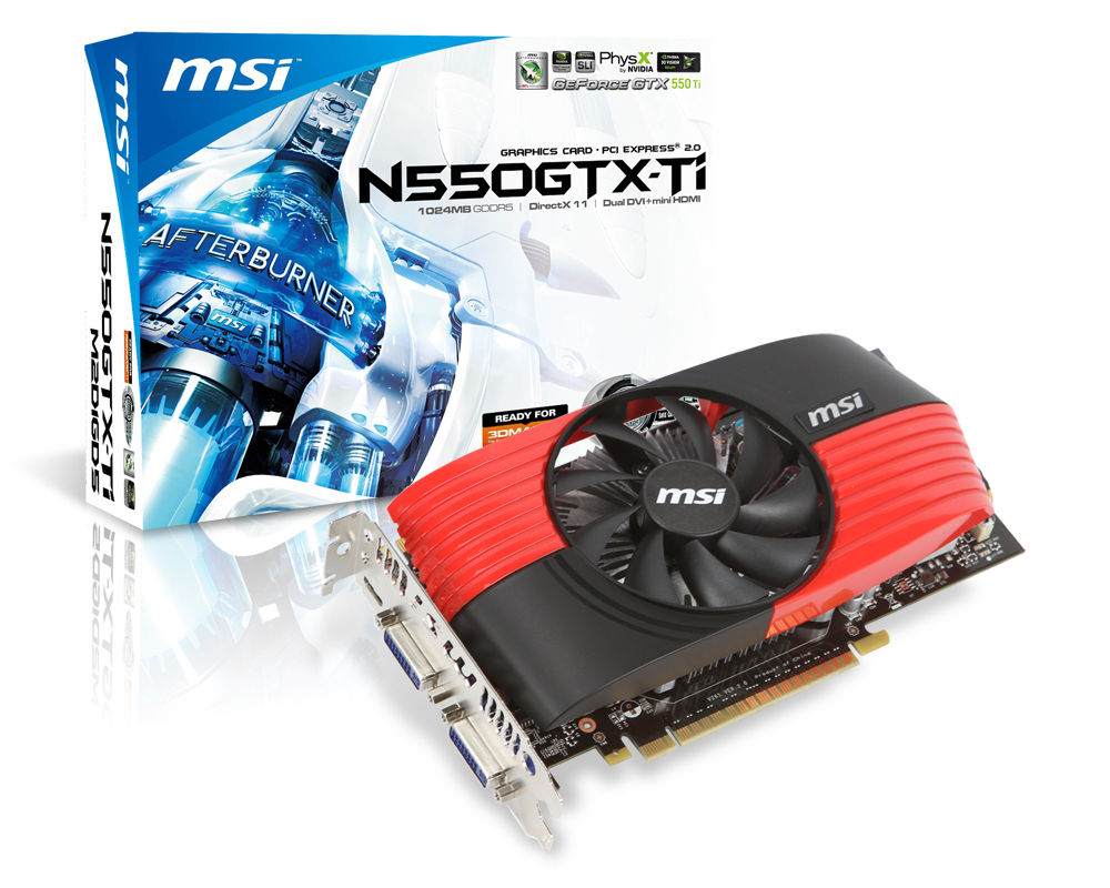 MSI N550GTX-TI-M2D1GD5 graphics card NVIDIA GeForce GTX 550 Ti 1 GB