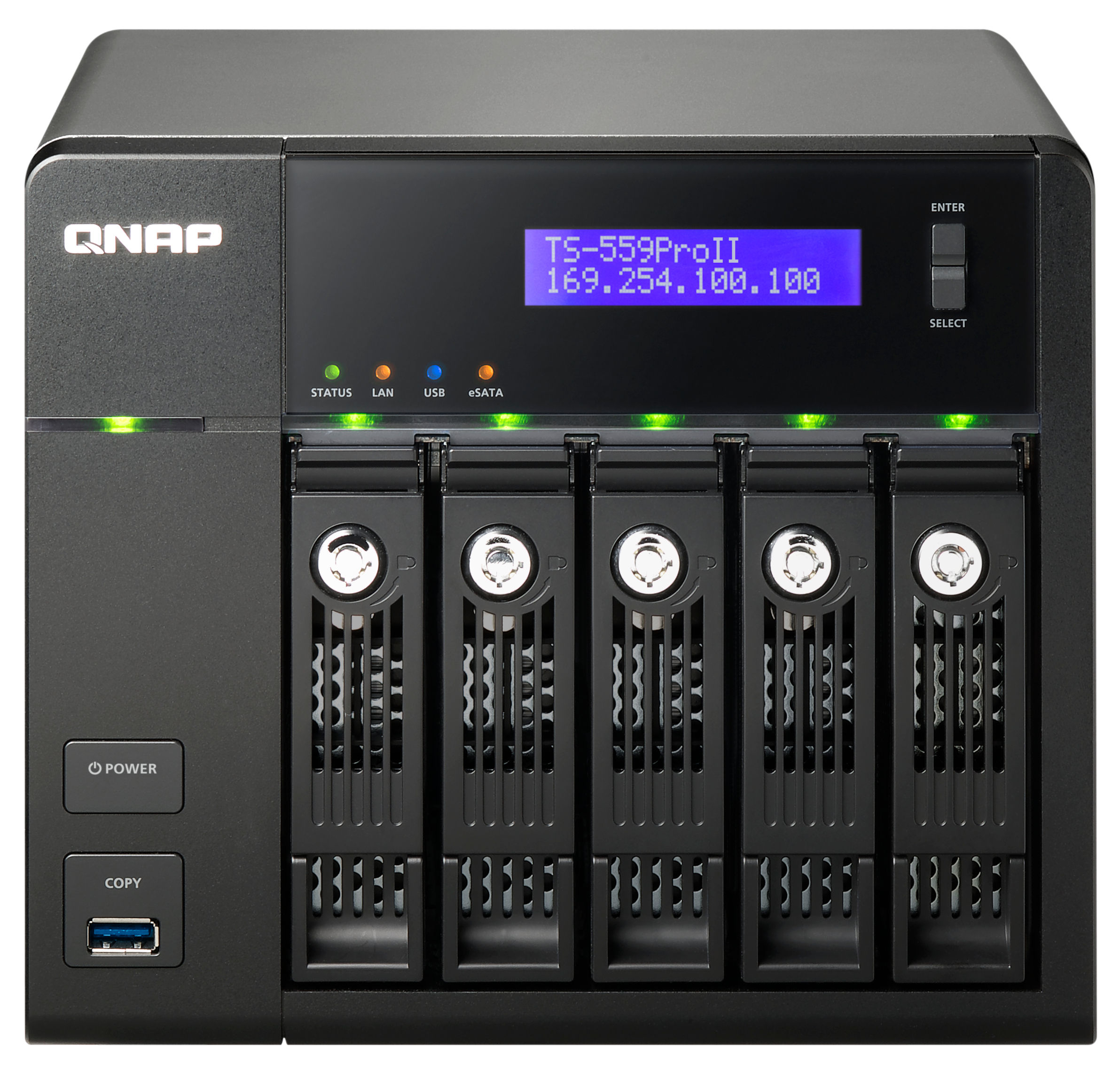 QNAP TS-559 PRO II NAS/storage server Tower Intel Atom® D525 1 GB DDR3 15 TB