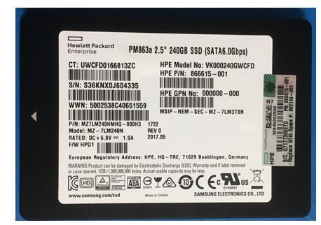 866615-001 - HPE 240GB SATA MLC SFF 2.5" Solid State Drive