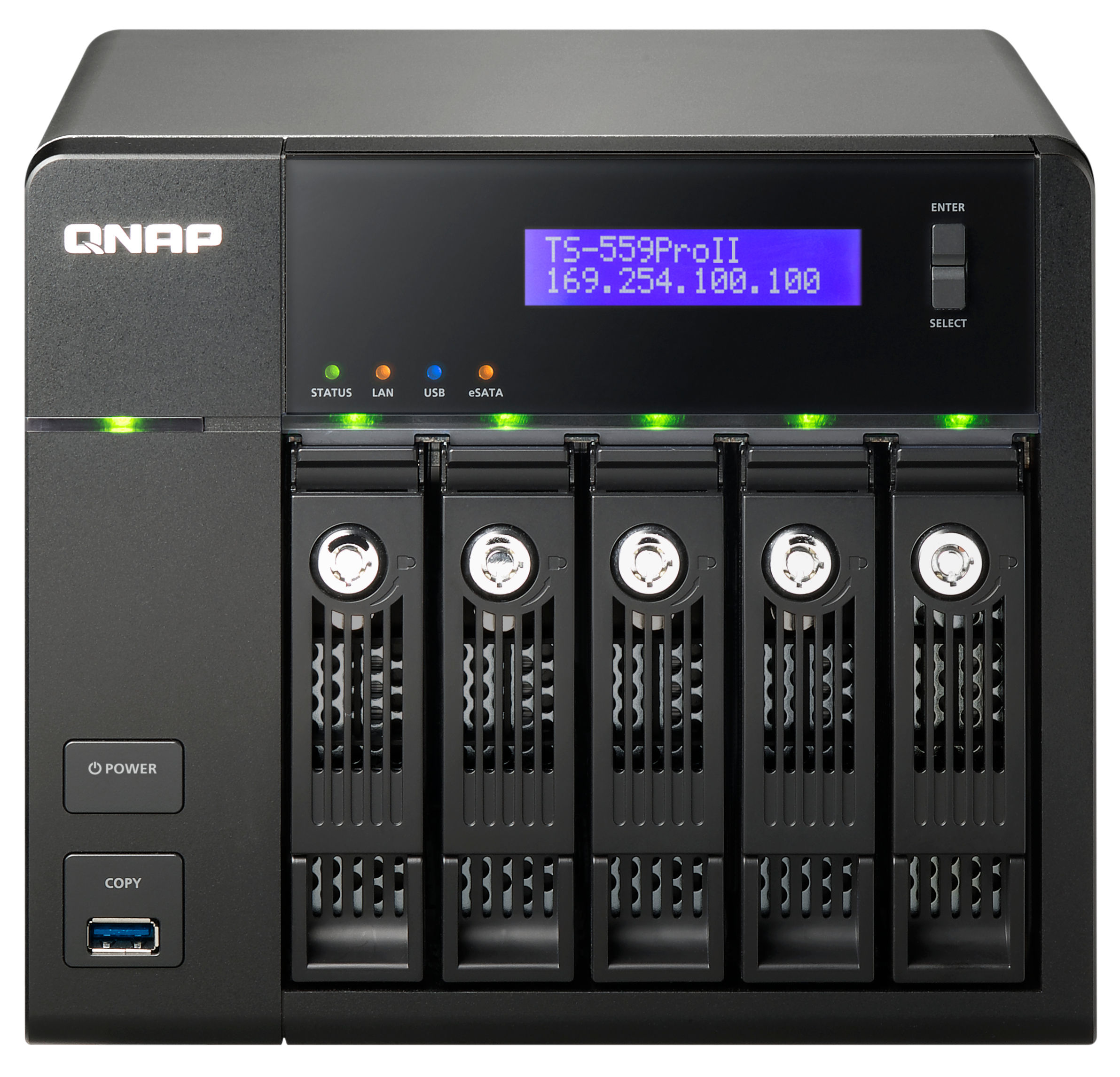 QNAP TS-559 PRO II Tower Intel Atom® D525 1 GB DDR3 15 TB