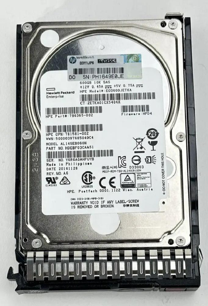872285-001 - HPE 600GB 10000RPM SAS 2.5-Inch Hard Drive