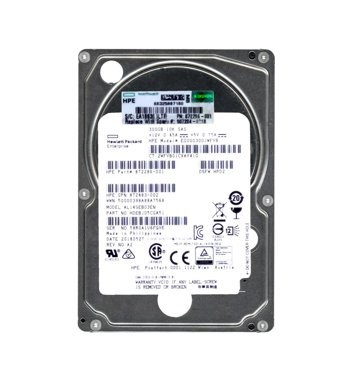 872286-001 - HPE 300GB 10000RPM SAS 2.5-Inch Hard Drive