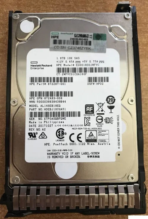 872287-001 - HPE 1.8TB 10000RPM SAS 2.5-Inch Hard Drive