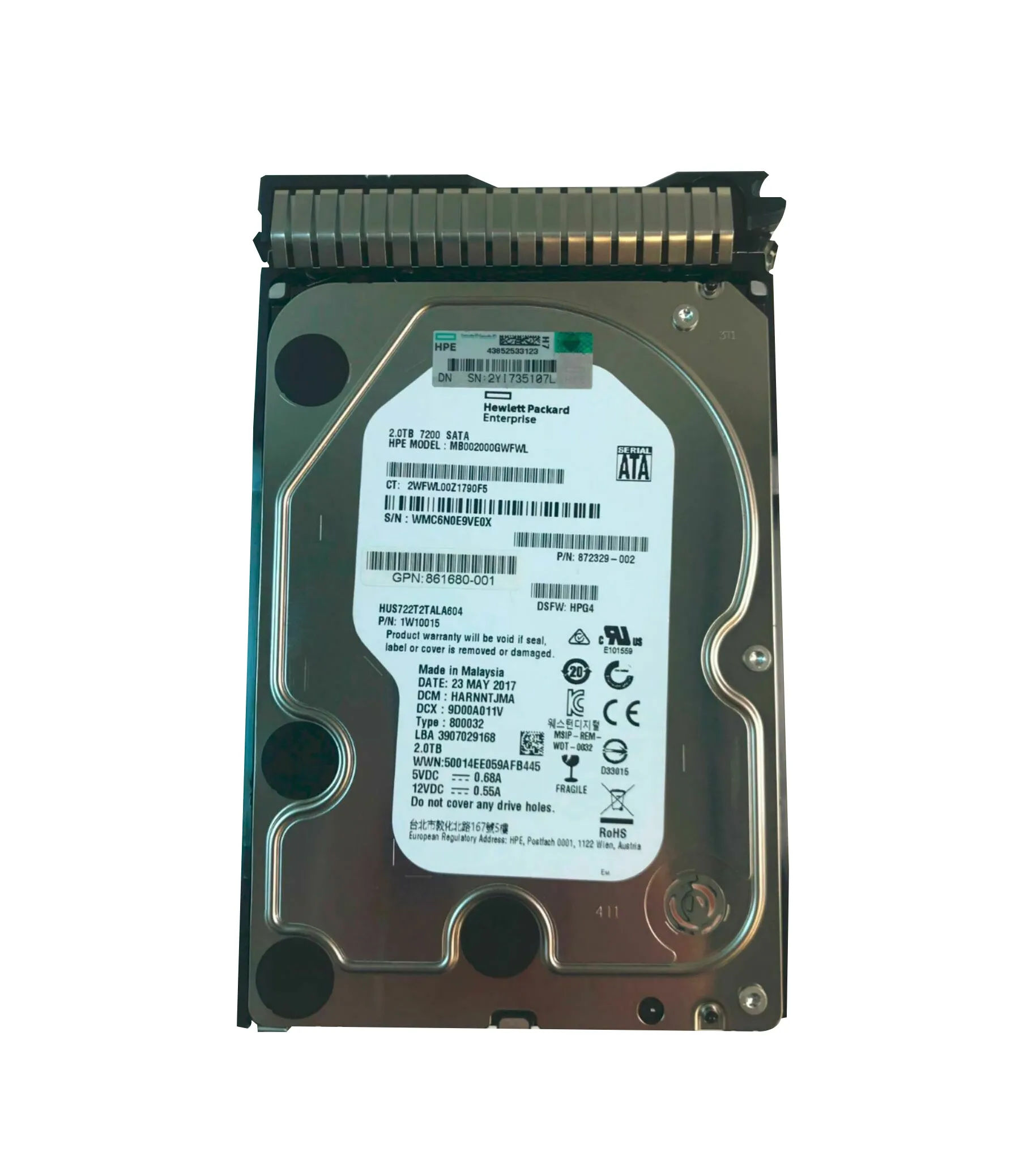 872329-002 - HP 2TB 7200RPM SATA 6Gb/s 3.5-in Hard Drive