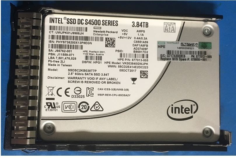 878855-001 - HPE 3.84TB SATA Triple-Level Cell 2.5" Solid State Drive