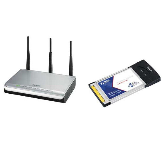 Zyxel Wireless 300 Mbps WLAN Ethernet Router + Wireless 300Mbps Laptop PC Card wireless router