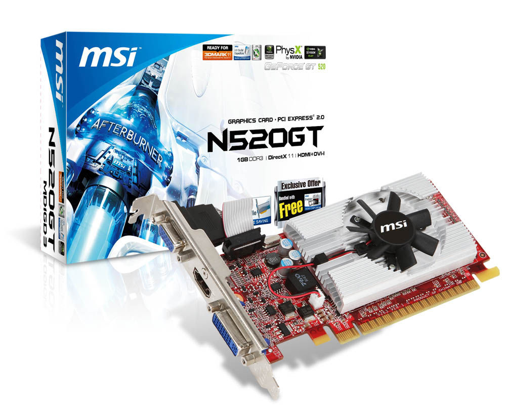 MSI V263-002R graphics card NVIDIA GeForce GT 520 1 GB GDDR3