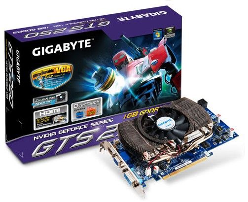 GIGABYTE GV-N250OC-1GI (rev. 2.0) NVIDIA GeForce GTS 250 1 GB GDDR3