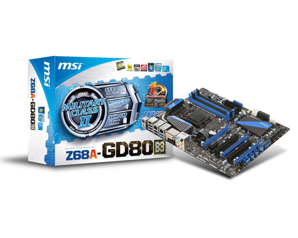 MSI Z68A-GD80 (B3) Intel Z68 LGA 1155 (Socket H2) ATX
