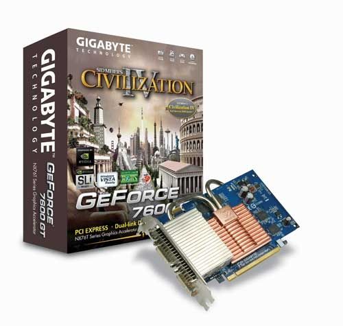 GIGABYTE GeForce 7600GT 256MB SILENT PIPE NVIDIA GDDR2