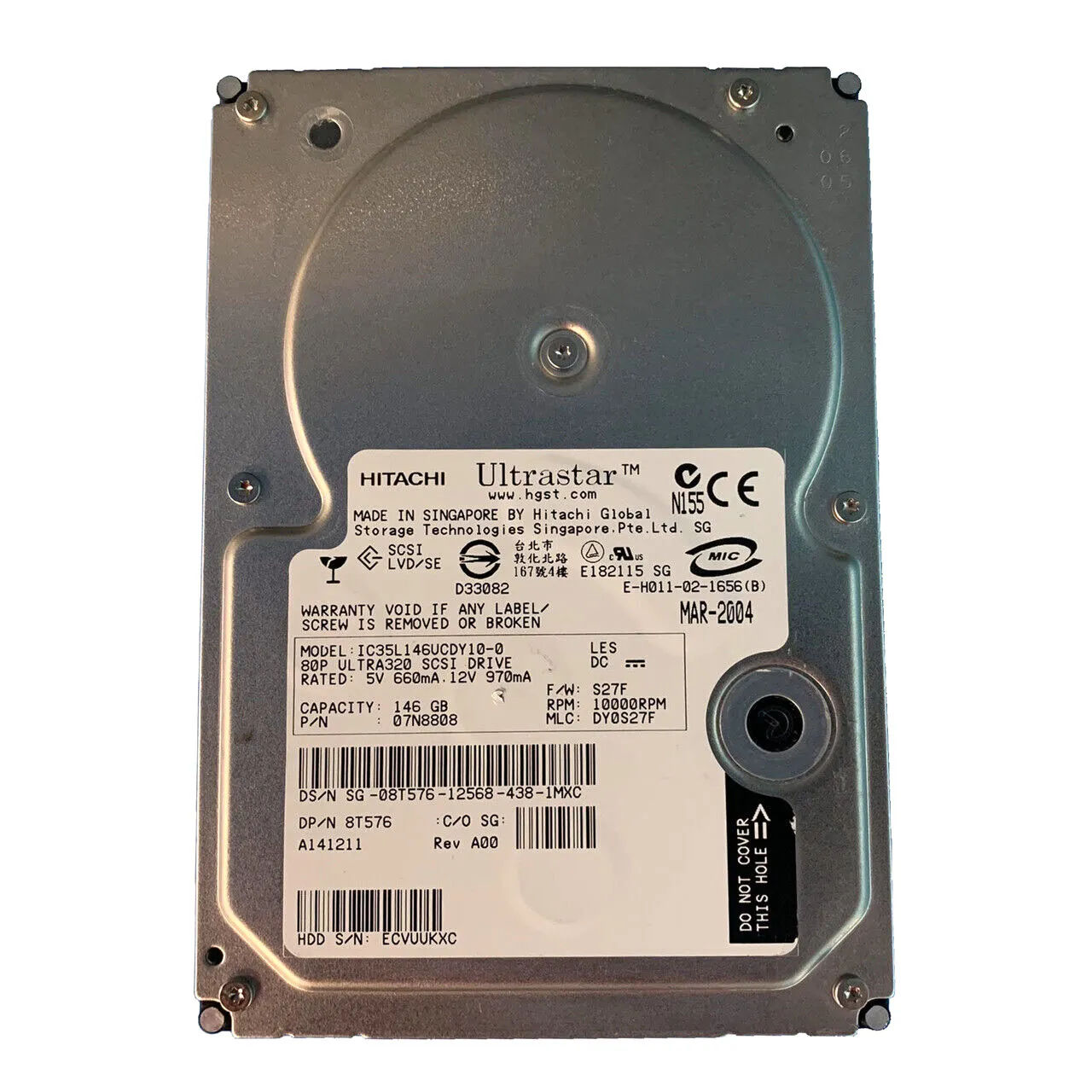 8T576 - Dell 146GB 10000RPM SCSI 320MB/s 3.5-in Hard Drive