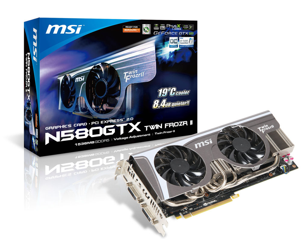 MSI N580GTX Twin Frozr II/OC NVIDIA GeForce GTX 580 1.5 GB GDDR5