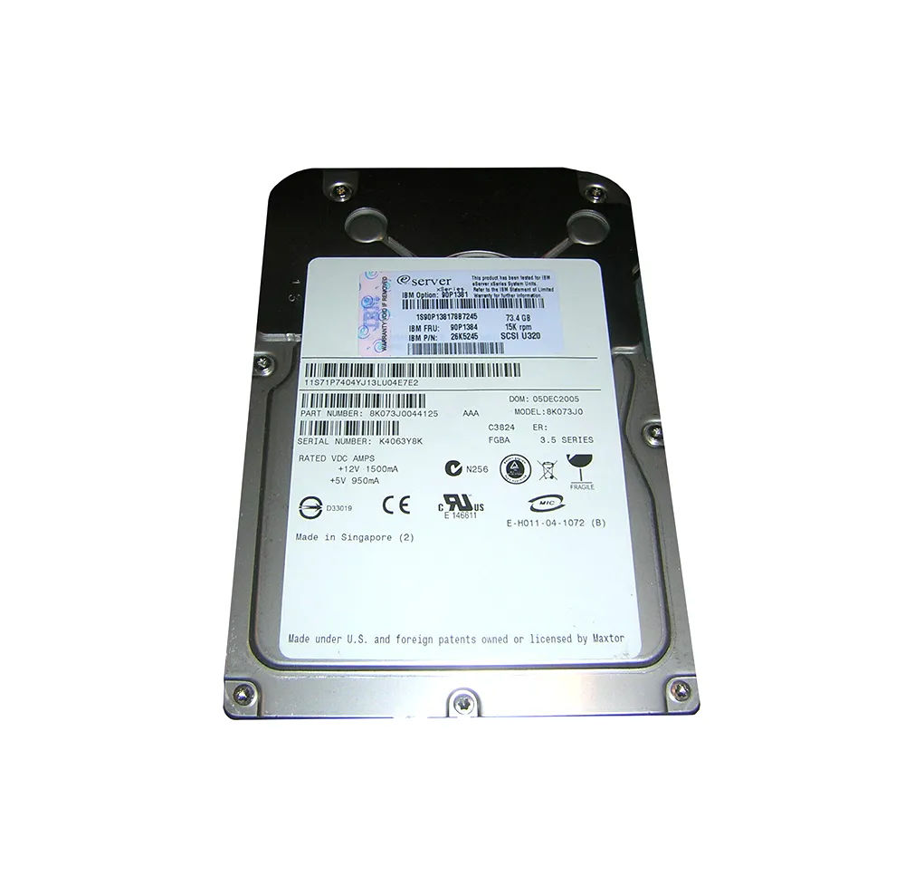 90P1381 - IBM 73.4GB 15000RPM SCSI 320MB/s 3.5-in Hard Drive