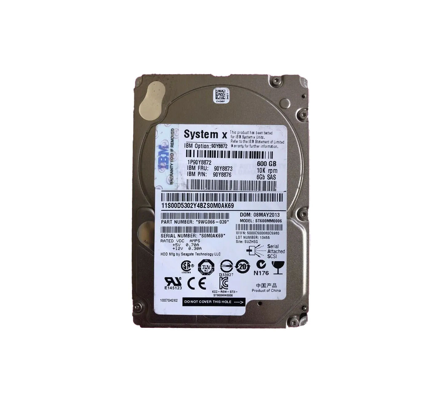 90Y8876 - IBM 600GB 10000RPM SAS 6Gb/s 2.5-in HDD with Tray