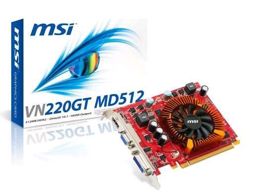 MSI VN220GT-MD512 graphics card NVIDIA GeForce GT 220 1 GB GDDR2