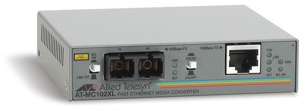 Allied Telesis 100TX (RJ-45) to 100FX (SC) standalone media converter network media converter 100 Mbit/s