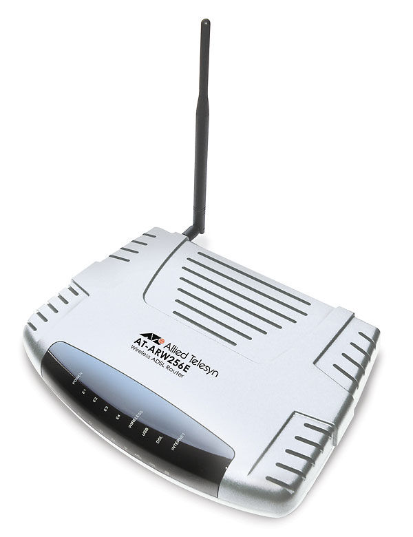Allied Telesis IEEE 802.11g wireless ADSL bridge/router with 4 Ethernet ports and 1 USB port wireless router Black, White
