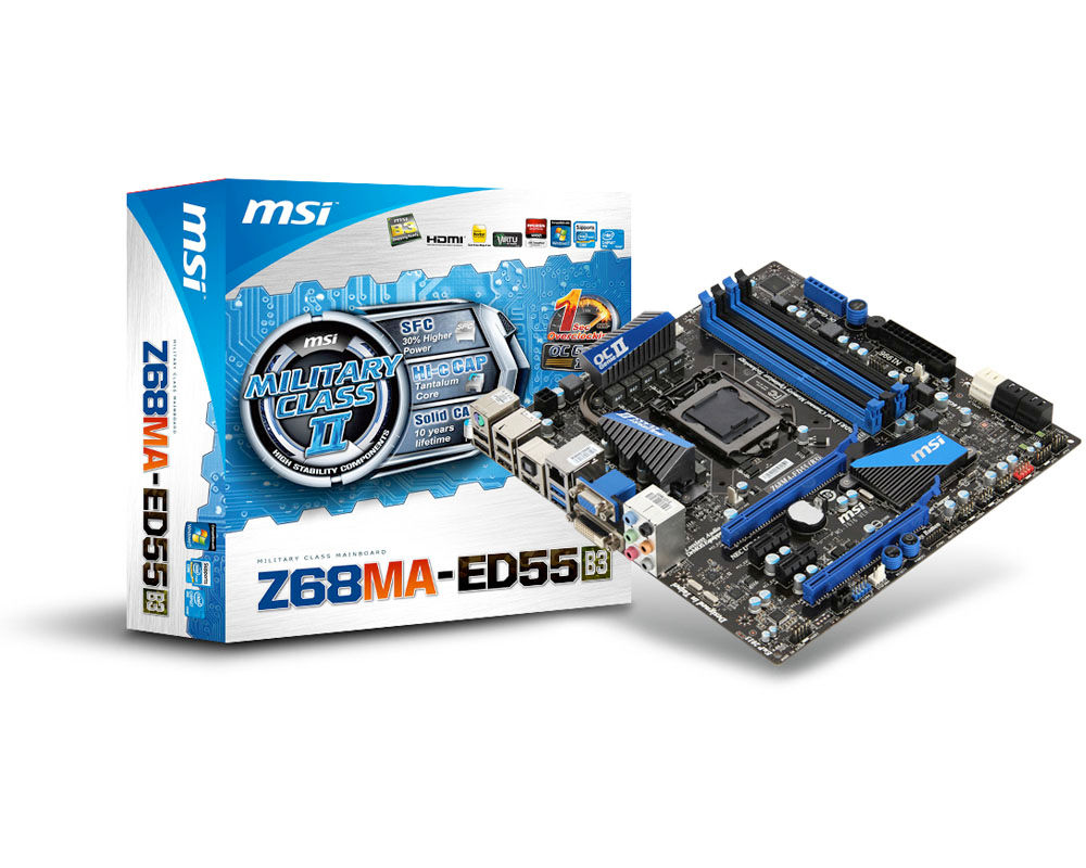 MSI Z68MA-ED55 (B3) Intel Z68 LGA 1155 (Socket H2) micro ATX