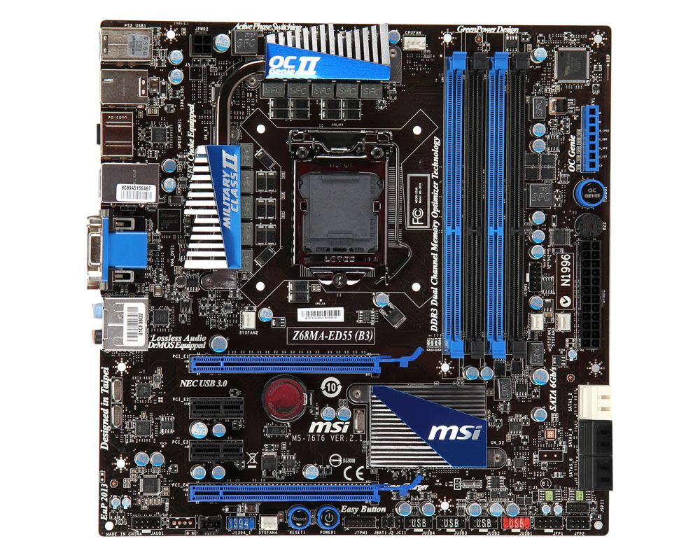 MSI Z68MA-ED55 (B3) Intel Z68 LGA 1155 (Socket H2)