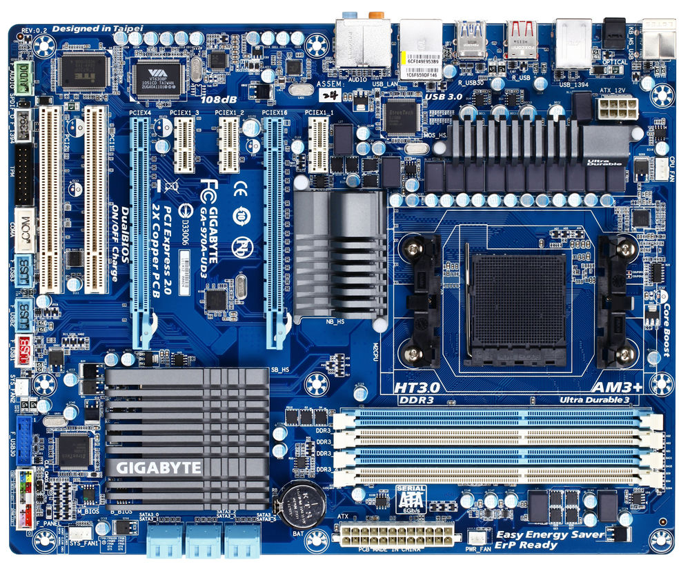 GIGABYTE GA-970A-UD3 motherboard AMD 970 Socket AM3 ATX
