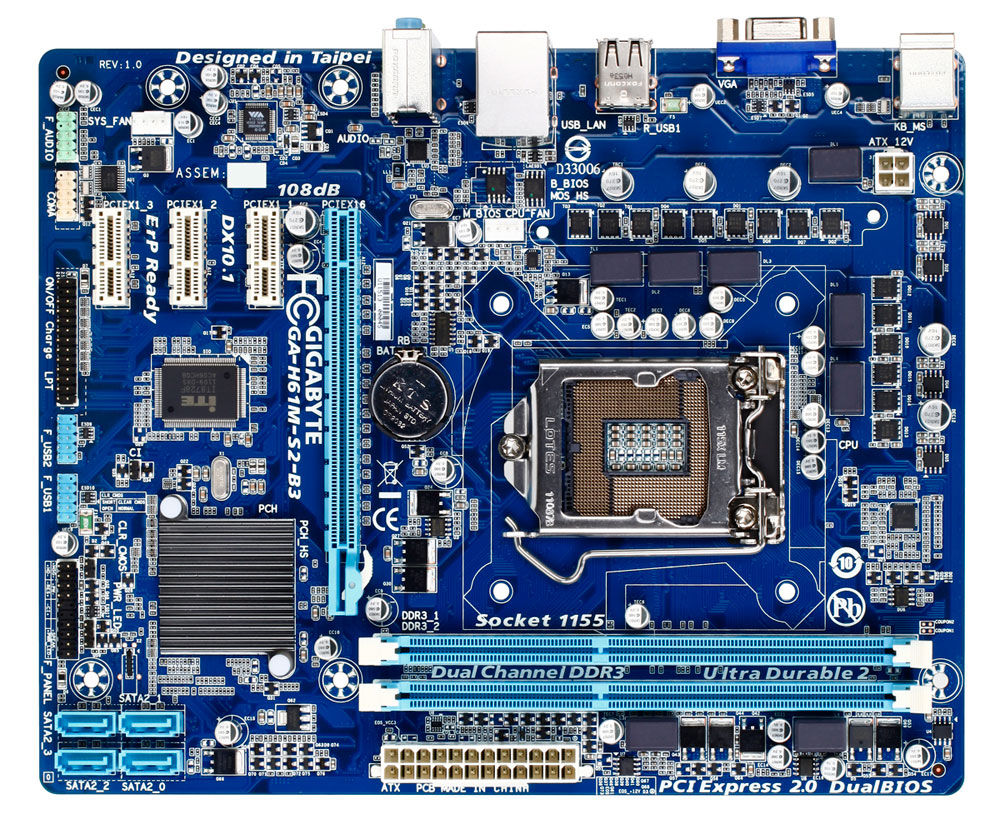 GIGABYTE GA-H61M-S2-B3 motherboard Intel® H61 LGA 1155 (Socket H2) micro ATX