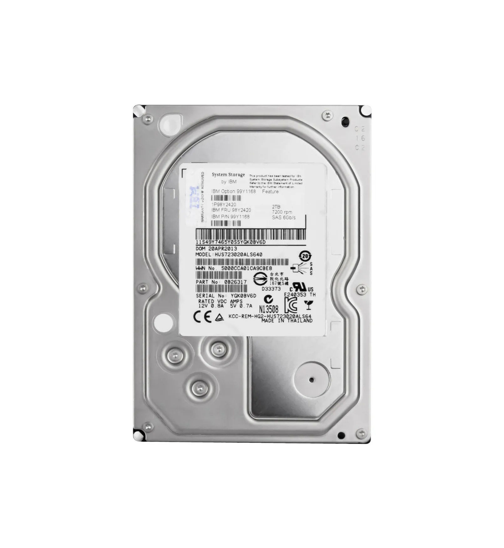 98Y2420 - IBM 2TB 7200RPM SAS 6Gb/s 3.5-in Hard Drive