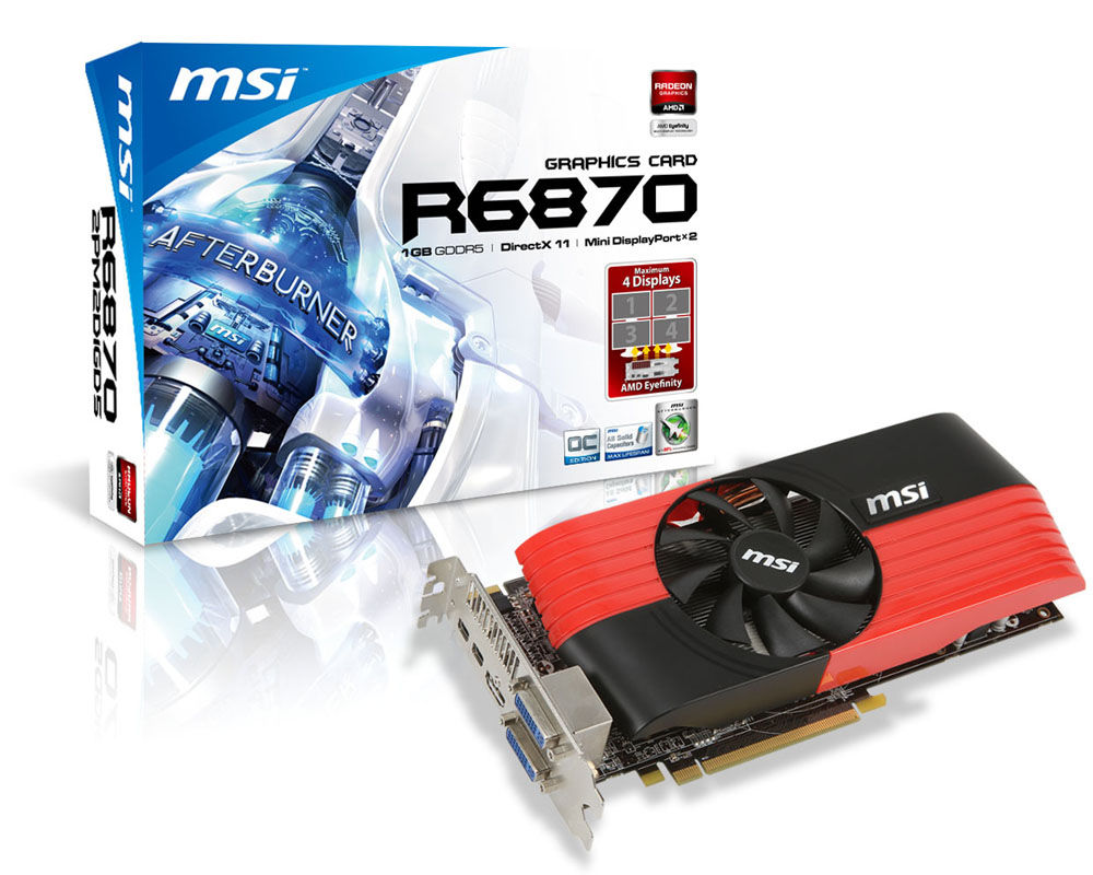 MSI R6870-2PM2D1GD5/OC graphics card AMD Radeon HD6870 1 GB GDDR5