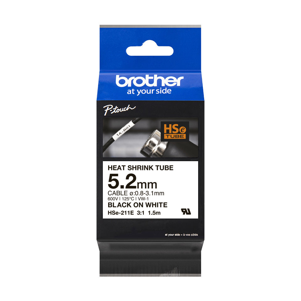 Brother HSE-211E label-making tape Black on white