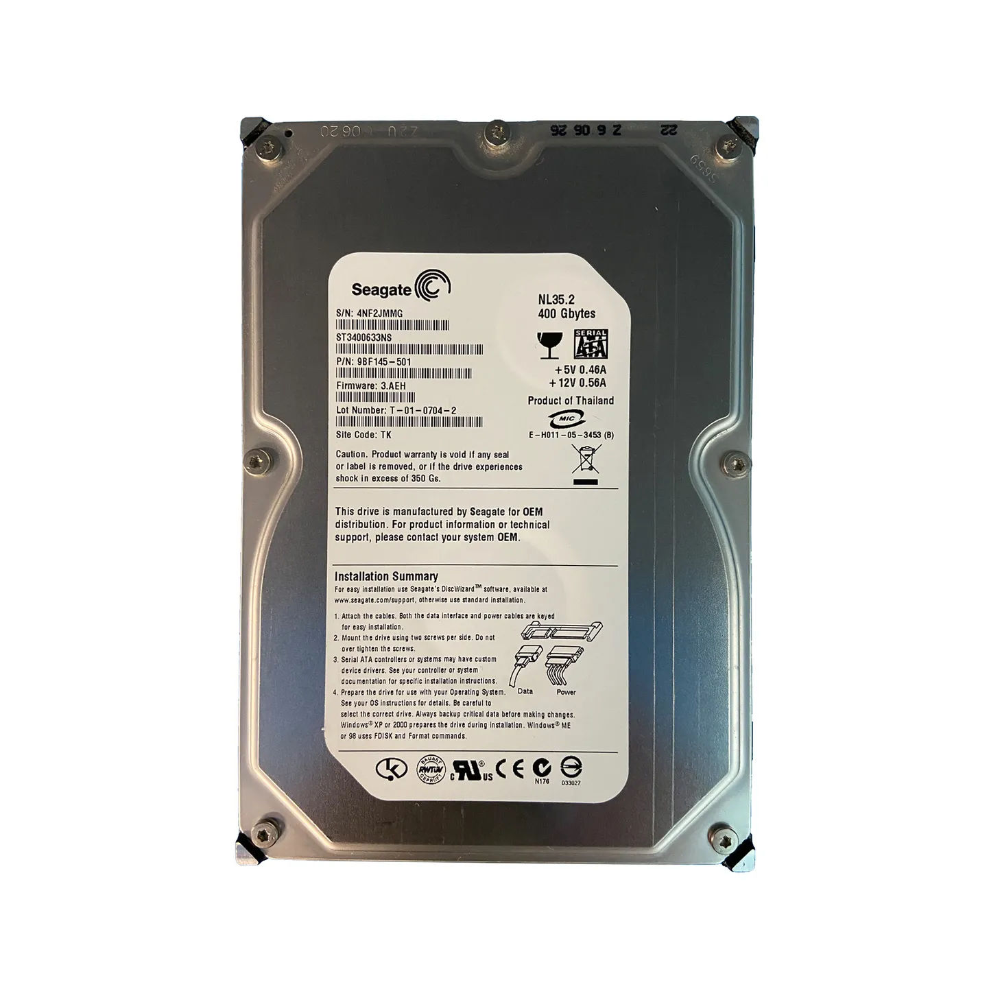 9BF145-501 - Seagate 400GB 7200RPM SATA 3Gb/s 3.5-in Hard Drive