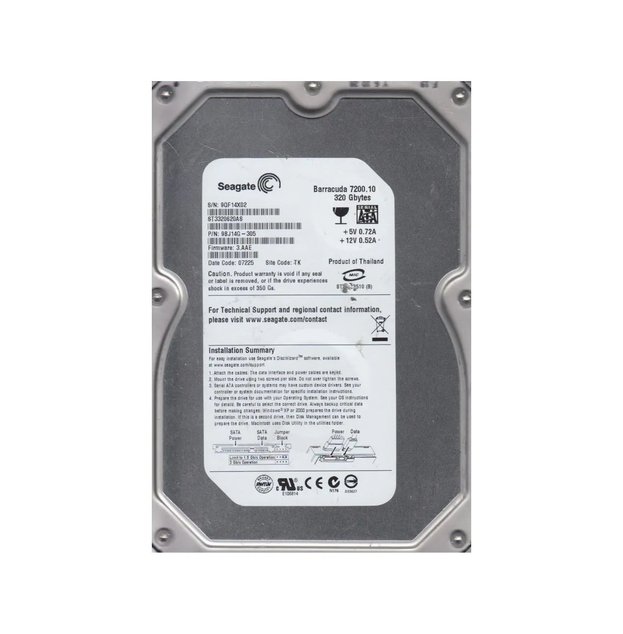 9BJ14G-305 - Seagate 320GB 7200RPM SATA 3Gb/s 3.5-in Hard Drive